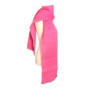 Vintage Joesph Magnin Chunky Bubblegum Pink Mohair Wool Scarf Shawl Wrap England